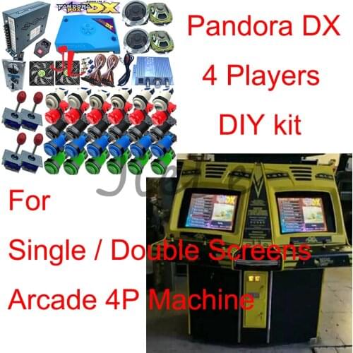 4 Player complete Kit Push Button HAPP Joystick Coin Acceptor Arcade Jamma Pandora Box DX for DIY 4P Game Machine Support CRT
