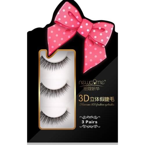 NEWCOME 3 Pairs 3d mink lashes false eyelashes extension for eyelash building natural soft, lovely,sweet,sexy