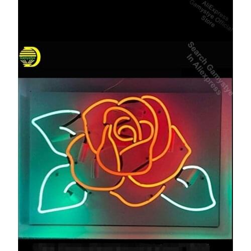 Rose Neon Sign Real Glass Tubes Neon Light Sign Beer Bar Pub Sign Advertisement Sign Lighting Shopping Hall Sign Neon Lamp Bulb