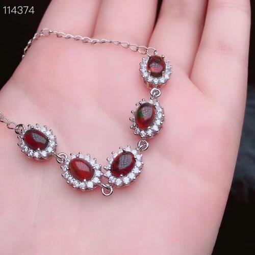 The Best Wedding Gift Opal bracelet Solid S925 Sterling Silver For Women Colour Gem Stone Rings Fine Jewelry