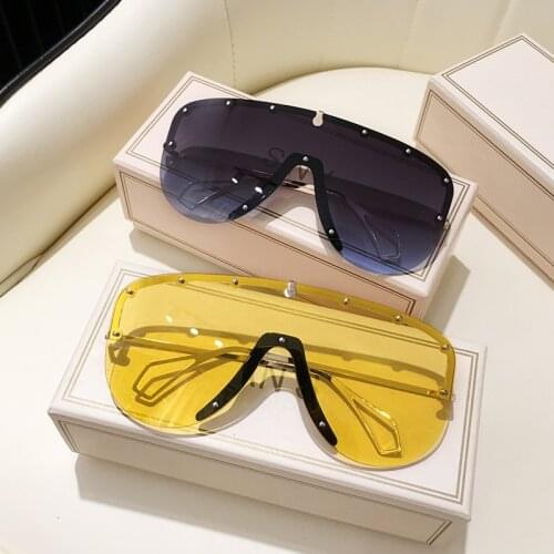 2021 New Sunglasses Women Or Men Oversized Eyewear Gradient Brown Pink Rimless Sun Glasses for Female Gift Brand Designer Uv400