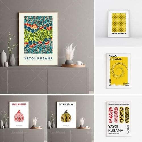 Yayoi Kusama modern printable art, Yayoi Kusama wall hanging painting, Japanese art