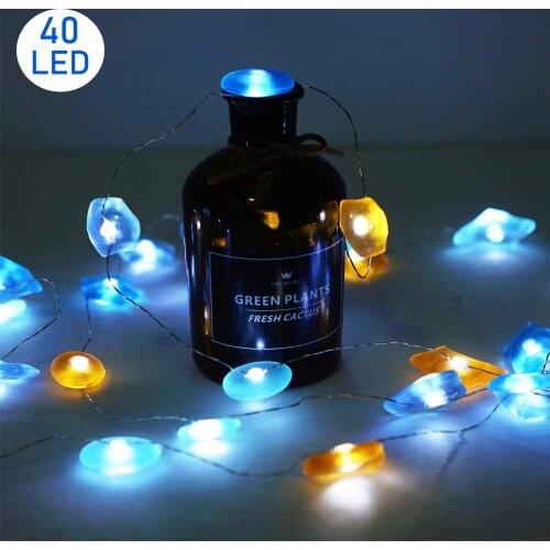 40 LED Sea Glass Fairy String Lights Waterproof Battery Operated 8 Modes with Remote Control for Wedding, Party, Festival