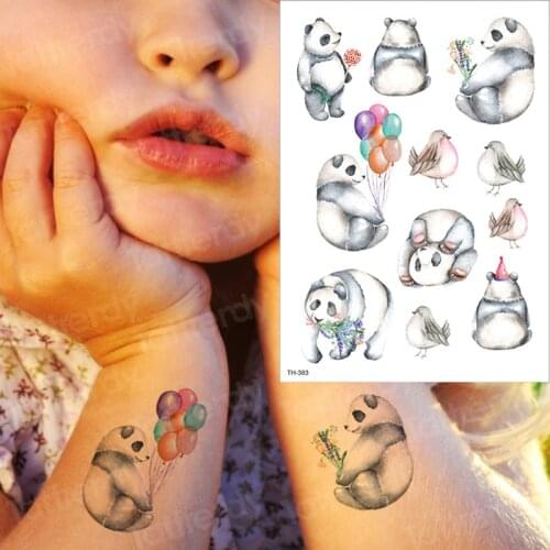 Temporary tattoo sticker kids tattoos children animals tattoo panda bear Flamingo fake tatoo child forest tattoo water color arm