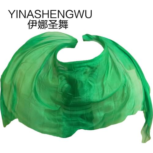 High Quality Dance veils Handmade Natural Silk Belly Dance Veils Dance Props Silk Veils Pure green Color
