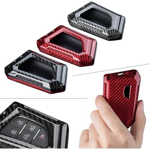 Rearl Carbon Fiber Car Styling Key Fob Case Cover Remote Keyness Shell For Cadillac CT4 CT5 2020 2021 Red/Black