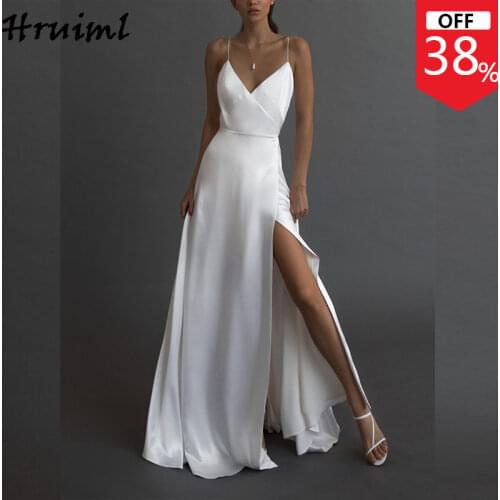 Party Dresses for Women 2021 Elegant New Fashion A Line Evening Club White Dress Wedding Hem Split Summer Sleeveless Long Dress