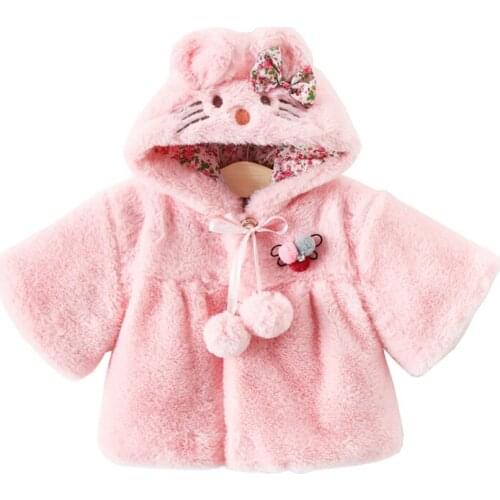 Winter Newborn Clothes Cute Cartoon Cat Plush Baby Jacket Christmas Princess Baby Girls Coat Hooded Cloak Infants Warm Outerwear