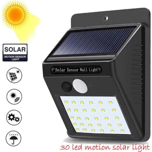 1-4pcs PIR Motion Sensor 30 LED Solar Light Outdoor Solar Powered LED Garden Light Waterproof Emergency Wall Lamp With Cable ene