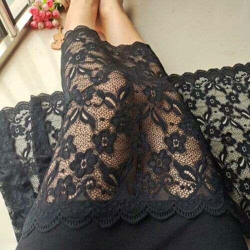 1Meter/lot Super wide 38cm black white stretch lace fabric scarf shawl skirt trimming garment fabric AC196