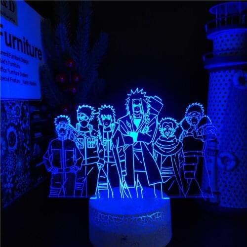 Naruto Jiraiya Minato Hashirama Kakashi Acrylic 3d Lamp Anime LED Night Light Naruto Shippuden Desk Lamp for Bedroom Decor Manga