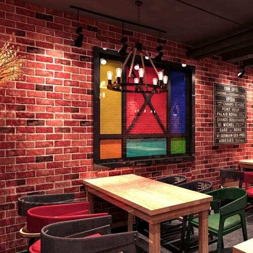 3D Retro Nostalgic Brick Red Brick Wallpaper Chinese Restaurant Clothing Store Background Wall Brick Brick Wallpaper