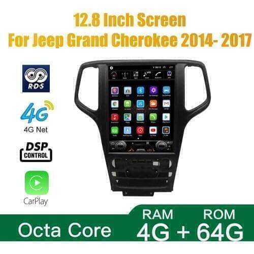 Tesla Screen Octa Core 4GB RAM 64GM ROM Android 10.0 Car DVD GPS Player Deckless Car Stereo For Jeep Grand Cherokee 2014-2017
