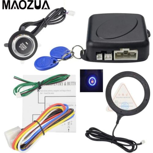 12V Auto Car Alarm One Start Stop Button Engine Start Push RFID Lock Ignition Switch Keyless Entry Anti-theft System RU In Stock
