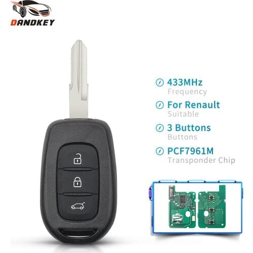 Dandkey Car Remote Key PCF7961M HITAG AES Chip 3 Buttons For Renault Sandero Dacia Logan Lodgy Dokker Duster 433MHz Uncut Blade
