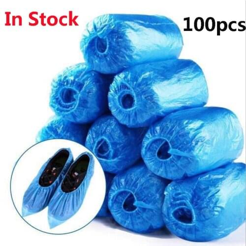 100 PCS Plastic Disposable Shoe Covers Cleaning Overshoes Outdoor Rainy Day Carpet Cleaning Shoe Cover Waterproof Shoe Covers