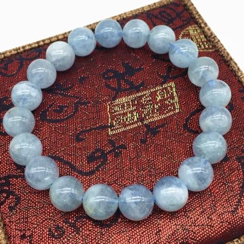 Beadztalk Women Bracelet Natural Crystal Aquamarin 6 mm8 mm 10 mm Beads Bangle No Synthetic color adding 100% Natural Color