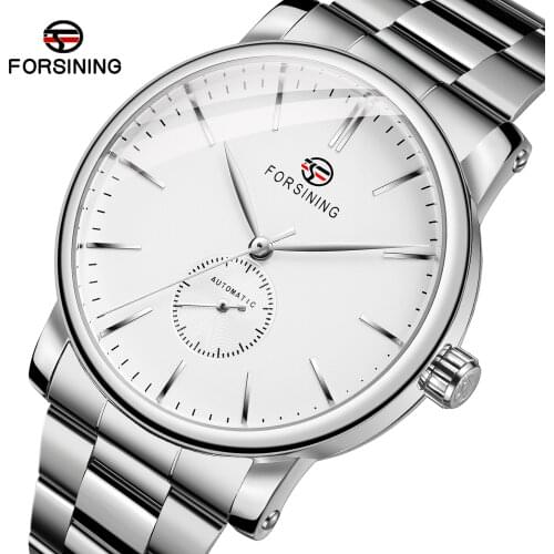 Forsining 4173 Men Automatic Mechanical Waterproof Sports Watch Luxury Stainless Steel And Leather Business Wristwatches Male