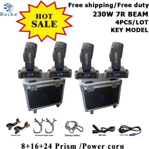 No duty Road case 4pcs Sharpy lyre Beam 230W 7R Moving Head Light 7r Beam 230 Beam 7R Beam Light Stage Beam Head Light