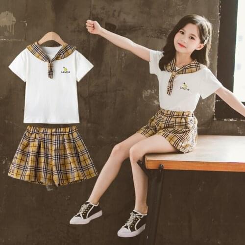 2021 summer Girls clothes Sets fashion print pattern Embroidery Children Tracksuit Children clothing suit baby 2Pcs 2-13 years