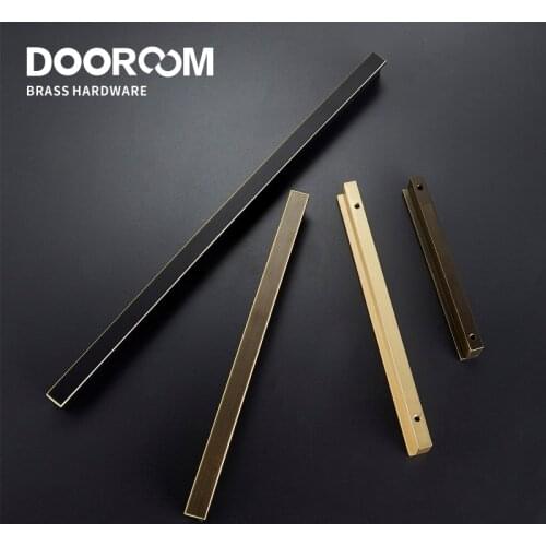 Dooroom Zoe Brass Furniture Handles Long Modern Matt Wardrobe Dresser Cupboard Cabinet Door Drawer Pulls Knobs