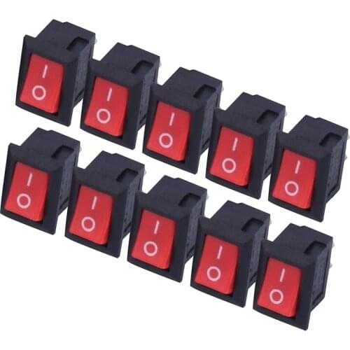 ELECAL 3A250V KCD11-101 Red Button Rocker Switch 2 Pin Rocker Power Switch push switch 10 pcs/lot