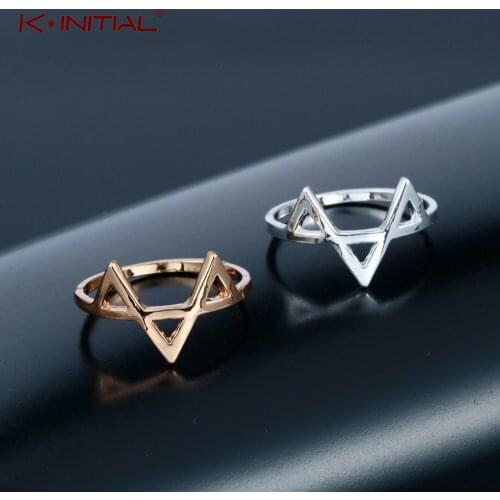 Kinitial Geometric Three Triangle Ring Dainty & Delicate Wave Rings Jewelry Gift for Women Girls Party Finger Rings Boho Bijoux