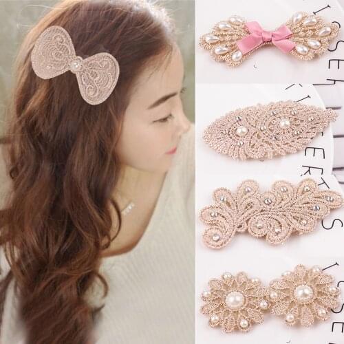 Korean version of lace, pearl, bangs, magic stickers, hair stickers, non-marking fixed adhesive headwear