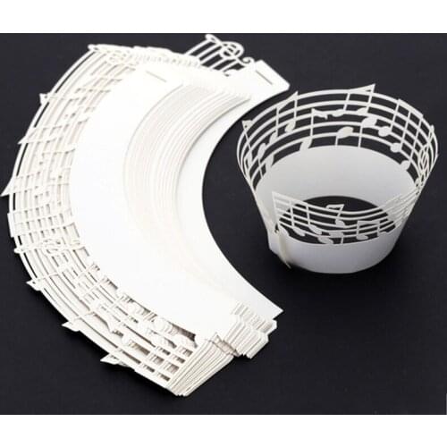 Laser Cut Music Notes Cupcake Wrappers Beautiful Cup Cake Topper for Birthday Wedding Baby Shower Party Supplies