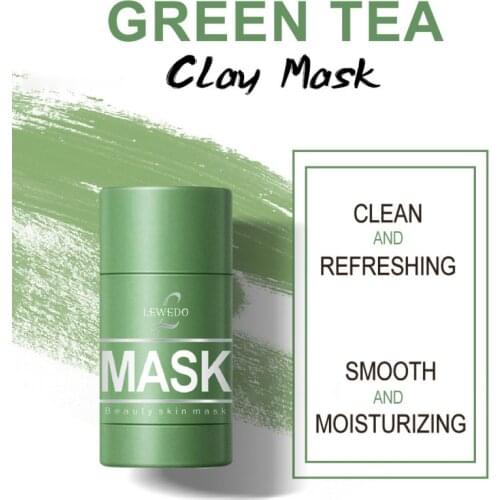 Lewedo Green Tea Purifying Clay Stick Mask Solid Mud Cleansing Facial Mask Oil Control Anti-Acne Fine Moisturize Skin Care TSLM2