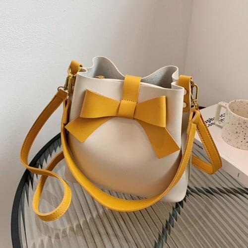 Small Bucket Bags For Women 2021 New Contrast Color Lady Shoulder Crossbody Bag Travel Totes Luxury Designer Purses And Handbags