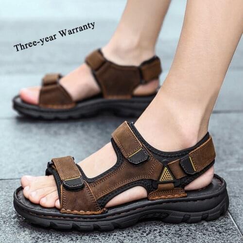 Big Size 38-48 Hot Sale Mens Sandals Genuine Leather Men Sandals Casual Sandals For Men Outdoor Breathable Fashion Sandals Man