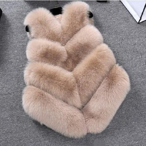 S-4XL Plus size Womens winter faux fox fur Pu coat Full Pelt Fox Fur collar Sleeveless stitching Vest Waistcoat w1995