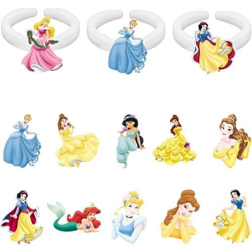 Disney 2021 New Epoxy Resin Ring Acrylic Princess Ring Womens Creative Fashion Pendant Ring Party Accessories
