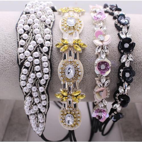 New Ethnic Wedding Bridal Beads Rhinestone Flower Headband Pearl Customized Beaded For Women & Girls Hair Accessories