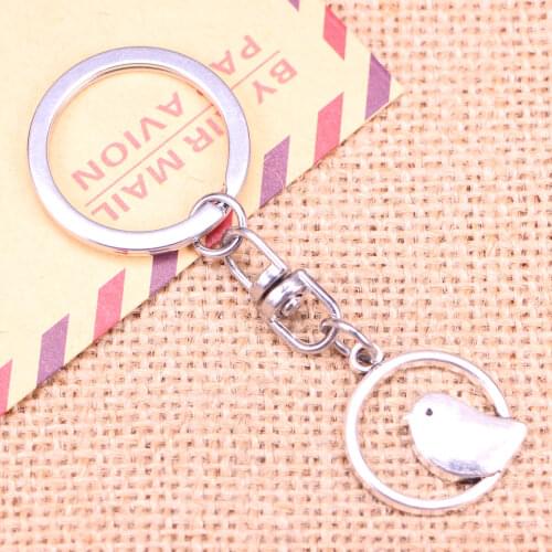 New Fashion Keychain 20mm circle little bird Pendants DIY Men Jewelry Car Key Chain Ring Holder Souvenir For Gift