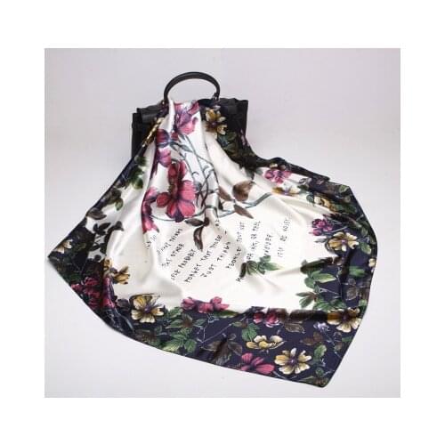 2018 Women Scarf Silk Winter Print Square Head Scarves Women Luxury Designer Shawls Bandana Large Muslim Hijab 90*90cm