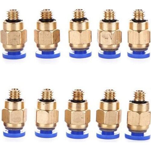 10 Pcs PC4-M6 Pneumatic Air Straight Quick Fitting 4mm thread M6 One touch hose Connector