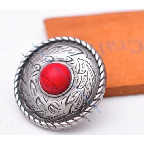 10pcs Western Quality Sturdy Silver Rope Side Prairie Dust Flower Real Turquoise Stone Leathercraft Concho For Belt Luggage Bag