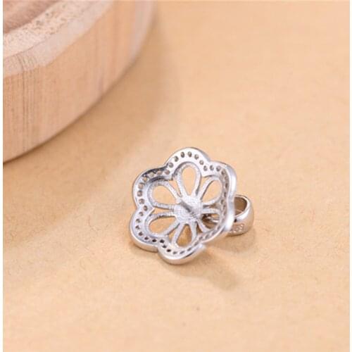 White Gold Plated 925 Silver Pendant Blank For 14mm-25mm Half-drilled Round Beads Pendant Bail Top Cup Drilled Pin P251B