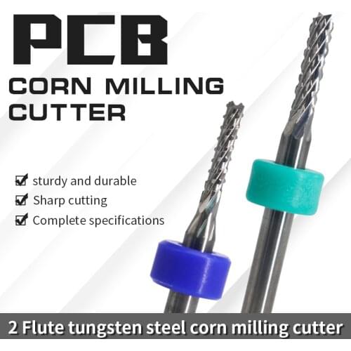 AUGT 3.175mm Shank PCB Corn Teeth Milling Cutter Bits CNC Carbide Tungsten End Mills Wood Router Bits For Engraving Machine