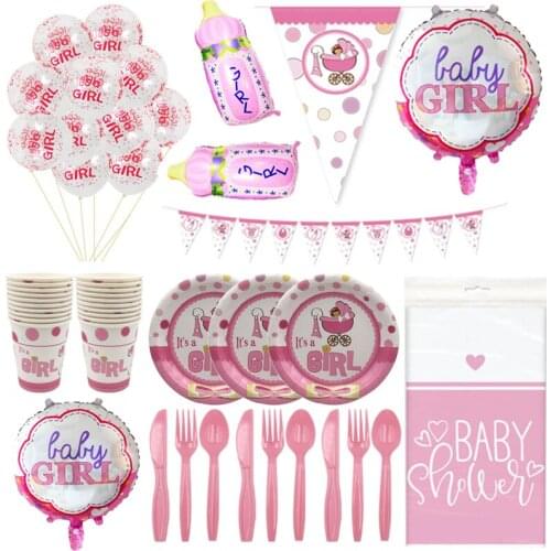 Pink Its a Boy Girl Baby Shower Disposable Tableware Birthday Party Decorations Plate Napkins Cups Gender Reveal Party Supplies