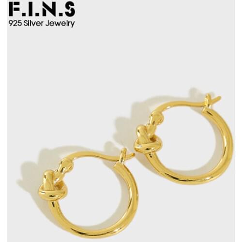 F.I.N.S Fashion Woman Earrings 2019 Gold Silver Color 925 Sterling Silver Earrings Personalized Tie a Knot Small Hoop Earrings
