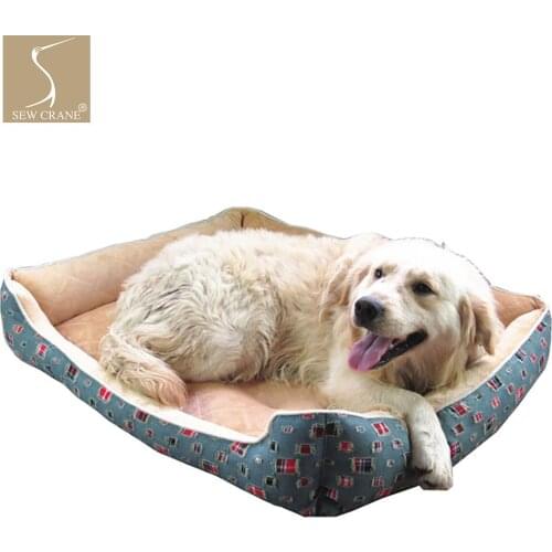 SewCrane Trendy Broken Denim Durable Puppy Cuddle Removable Cushion Washable Dog/Cat Sleeping Bed