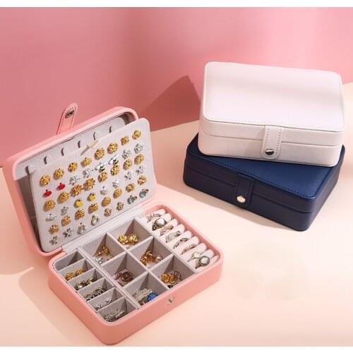 2021 Jewelry Box PU Leather Jewellery Storage Earring Boxes Packaging Storage Display Case Organizer for Home Travel Girl Gift