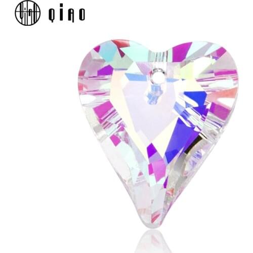 27mm 8pcs/pack crystal Wild Heart Pendant Austria glass heart shape beads rhinestone for Jewelry making Necklaces Earrings DIY