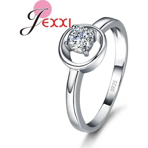 Stylish 925 Sterling Silver with Austrian Crystal Woman Rings Crystal Wedding Engagement Jewelry Sz 7.8.9