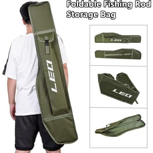 Fishing Rod Storage Bag Portable Foldable Fishing Rod Carrier Outdoor Fish Wheel Bait Tackle Gear Fish Pole Tools Storage Bag
