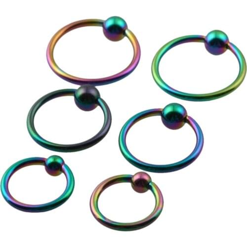 TUMBEELLUWA 1Lot (10Pc) Nose Nipple Navel Belly Tongue Lip Stainless Steel Rings Eyebrow Piercing Kit 16 Gauges