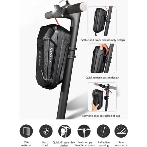 WILD MAN Universal Electric Scooter Bag Waterproof Scooter Handlebar Bag Reflective EVA Hard Shell Front Storage Pack For M365
